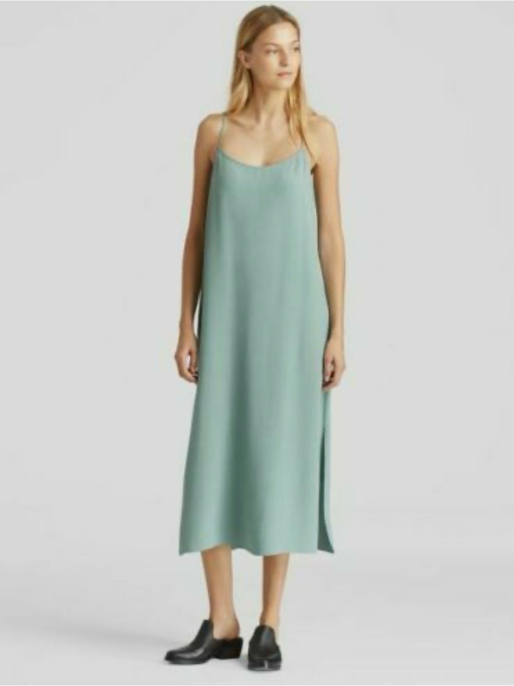 Eileen Fisher Tencel Viscose Crepe Slip Dress M Nwt